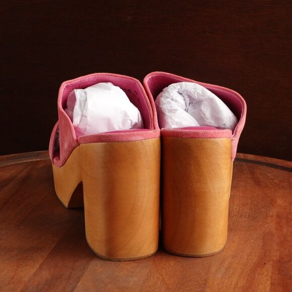 Charlotte Stone Pink Sandals with Wooden Platform - Picture 6 of 16